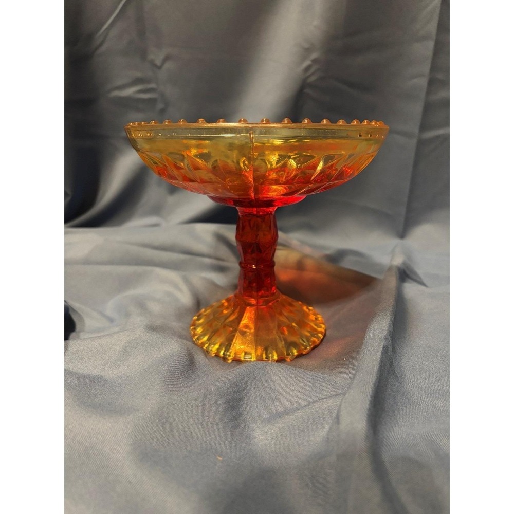 Vintage Jeanette Glass Amberina Pedestal Candy Dish